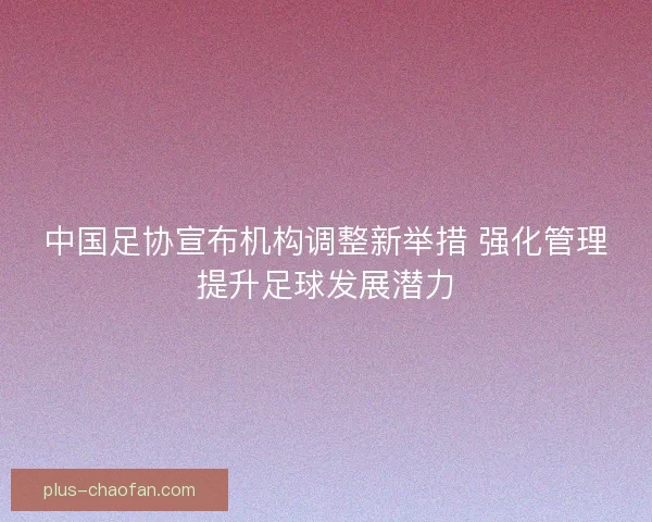 中国足协宣布机构调整新举措 强化管理提升足球发展潜力
